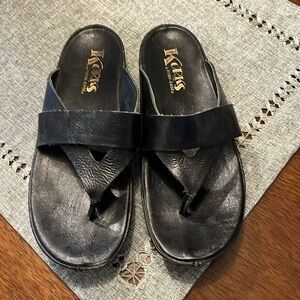Korks Black Leather Sandals